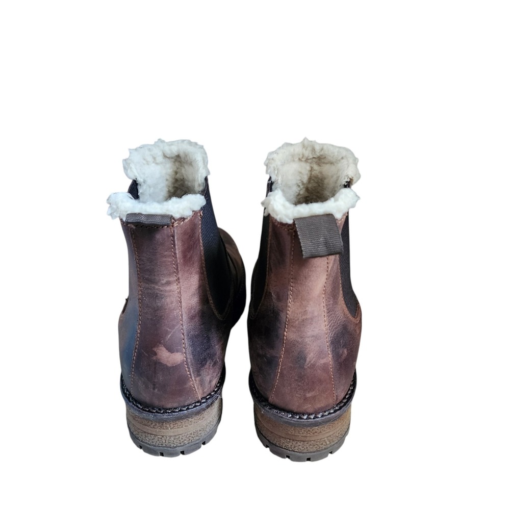 Alpine Design Chelsea Boots Women Size 8 Brown Leather Faux Fur Lined - Picture 2 of 9